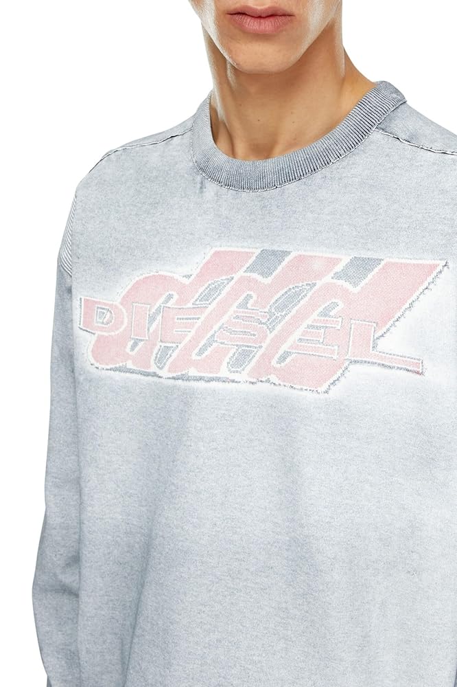 【即完】ディーゼル DIESEL ハイゲージニット　メンズ ベージュ コムドット S-BOXT-HOOD-ZIP-DIV Zip-up hoodie with Diesel embroidery